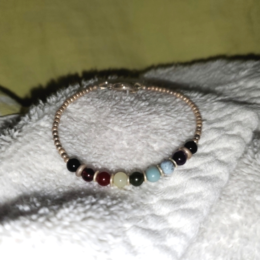 7 Gemstone Chakra Bracelet Sterling Silver